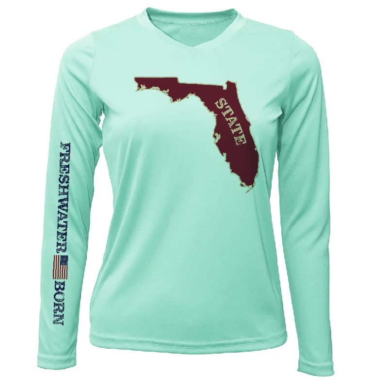 Garnet and Gold Freshwater Born Women's Long Sleeve UPF 50+ Dry-Fit Shirt Soft Cotton Short Shirt Garnet and Gold Freshwater Born Women's Long Sleeve UPF 50+ Dry-Fit Shirt Soft Cotton Short Shirt
