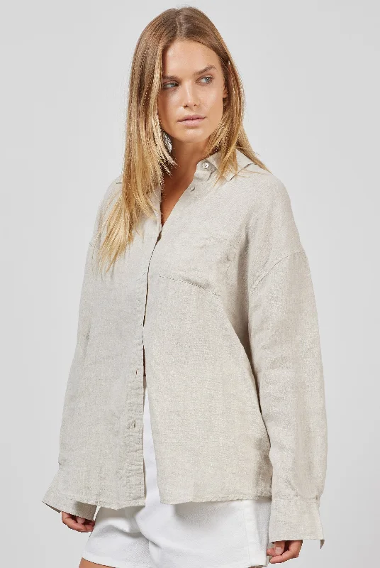 Hampton Linen Shirt Elegant Lace-Trimmed Short Shirt