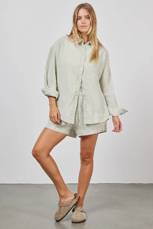 Hampton Linen Shirt Elegant Lace Short Sleeve