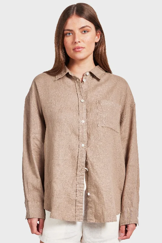 Hampton Linen Shirt Fashionable Pleated Short Shirt