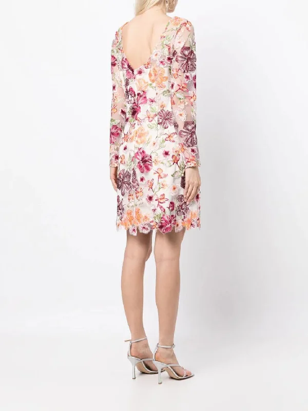 Illusion Floral Mini Dress Fashionable Party Mini Dress