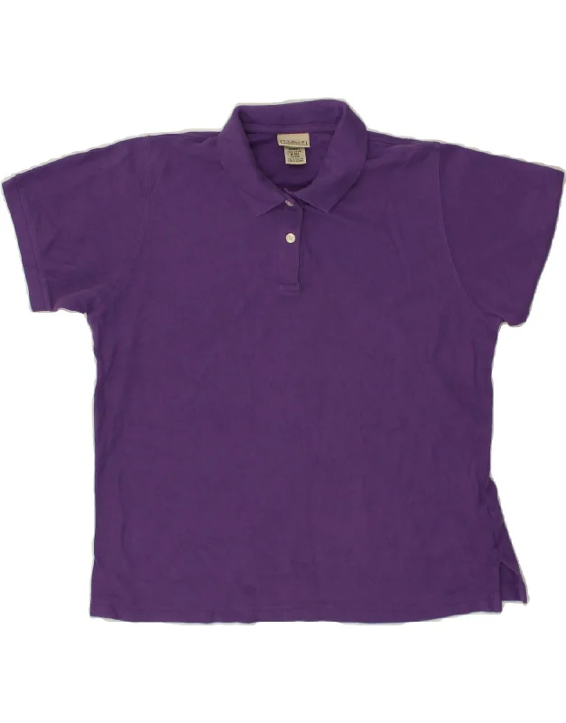 L.L.BEAN Womens Polo Shirt UK 14 Medium Purple Cotton Fashionable Rounded Short Shirt L.L.BEAN Womens Polo Shirt UK 14 Medium Purple Cotton Fashionable Rounded Short Shirt