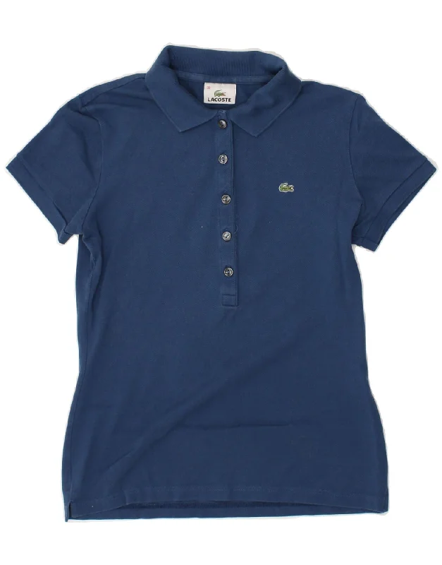 LACOSTE Womens Polo Shirt Size 38 Medium Navy Blue Cotton Comfortable Flowing Short Sleeve LACOSTE Womens Polo Shirt Size 38 Medium Navy Blue Cotton Comfortable Flowing Short Sleeve