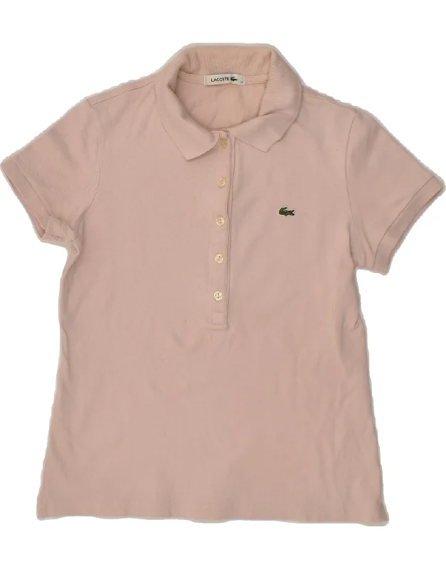 LACOSTE Womens Polo Shirt Size 38 Medium Pink Cotton Comfortable Stretch Short Shirt LACOSTE Womens Polo Shirt Size 38 Medium Pink Cotton Comfortable Stretch Short Shirt