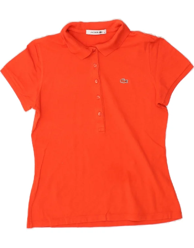 LACOSTE Womens Polo Shirt Size 38 Medium Red Cotton Elegant Lace-Trimmed Short Shirt LACOSTE Womens Polo Shirt Size 38 Medium Red Cotton Elegant Lace-Trimmed Short Shirt