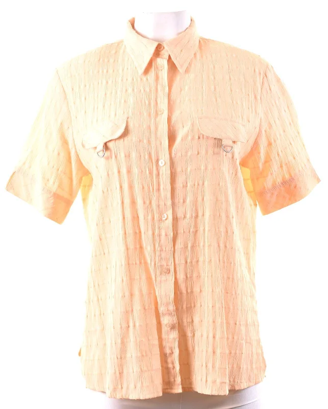 MARIA REICH Womens Shirt Short Sleeve IT 42 Medium Yellow Viscose Vintage Fashionable Short Sleeve Vest MARIA REICH Womens Shirt Short Sleeve IT 42 Medium Yellow Viscose Vintage Fashionable Short Sleeve Vest