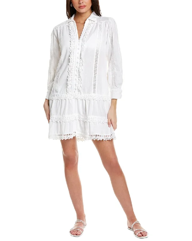 Melissa Odabash Lucia Linen-Blend Mini Dress Stylish Short Sleeve Mini Dress