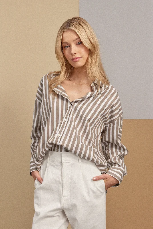 Mia Stripe Shirt Classic Basic Short Shirt