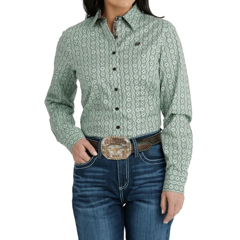 Cinch Women's Green Long Sleeve Button Down Western Shirt MSW9165043 Elegant High-Low Short Shirt Cinch Women's Green Long Sleeve Button Down Western Shirt MSW9165043 Elegant High-Low Short Shirt