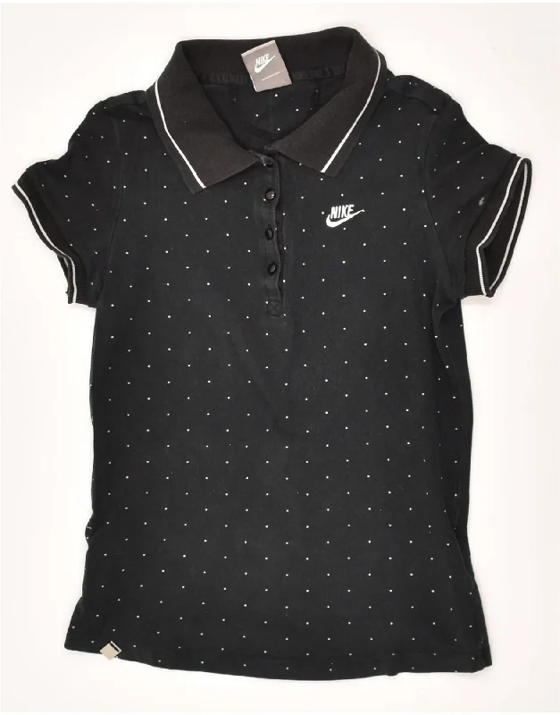 NIKE Womens Polo Shirt UK 10/12 Medium Black Polka Dot Cotton Fashionable Short Sleeve Shirt NIKE Womens Polo Shirt UK 10/12 Medium Black Polka Dot Cotton Fashionable Short Sleeve Shirt