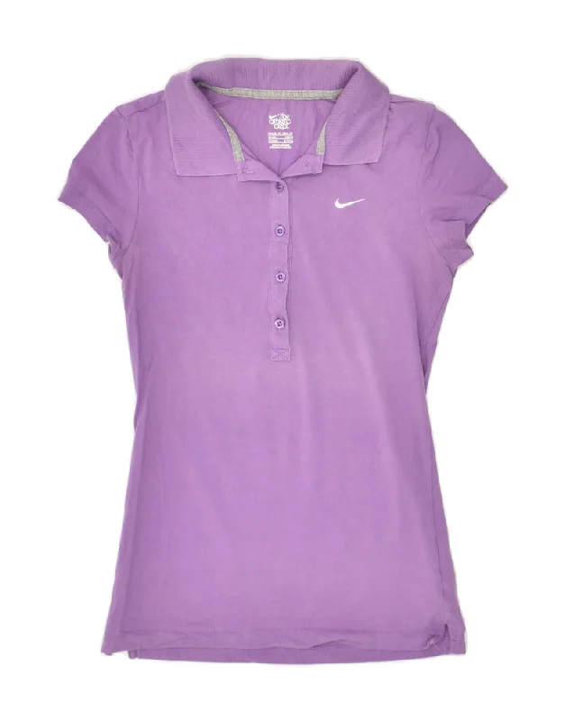 NIKE Womens Polo Shirt UK 4/6 XS Purple Cotton Fashionable Button-Front Short Sleeve NIKE Womens Polo Shirt UK 4/6 XS Purple Cotton Fashionable Button-Front Short Sleeve