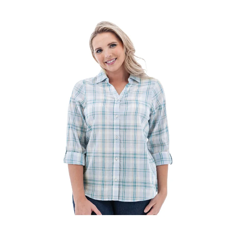 Old Ranch Women's Plumas Shirt 24 - Blue Fog Stylish Short Sleeve Polo