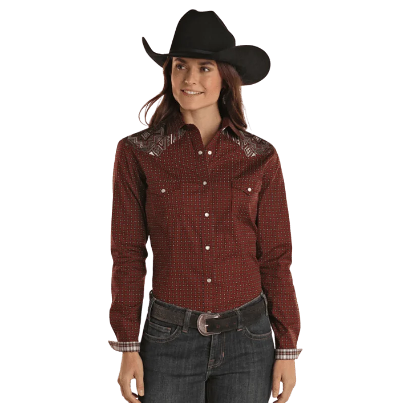 Panhandle Women's Geo Print Long Sleeve Western Snap Shirt RWN2S02205 Soft Cotton Short Shirt Panhandle Women's Geo Print Long Sleeve Western Snap Shirt RWN2S02205 Soft Cotton Short Shirt