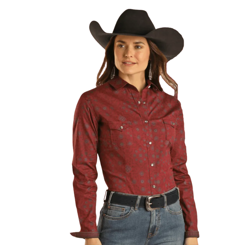 Panhandle Women's Rough Stock Burgundy Long Sleeve Western Snap Shirt RWN2S02826 Modern Fit Short Sleeve Panhandle Women's Rough Stock Burgundy Long Sleeve Western Snap Shirt RWN2S02826 Modern Fit Short Sleeve