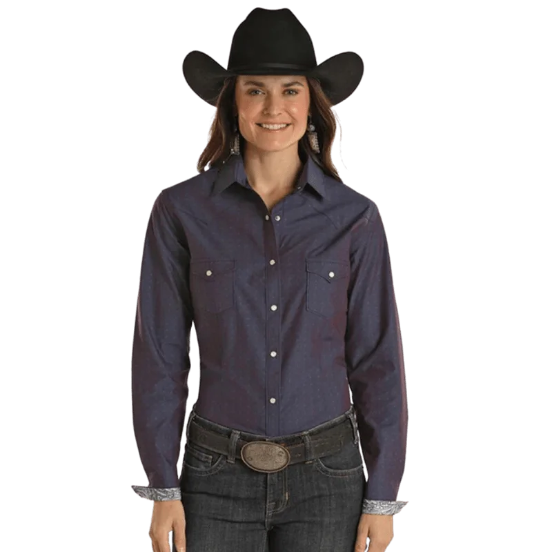Panhandle Women's Rough Stock Royal Blue Long Sleeve Western Snap Shirt RWN2S02195 Classic Denim Short Sleeve Panhandle Women's Rough Stock Royal Blue Long Sleeve Western Snap Shirt RWN2S02195 Classic Denim Short Sleeve