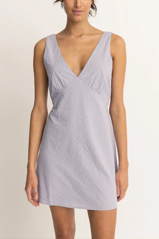 Paradiso Mini Dress Soft Blue Chic Mini Dress with V-Neck