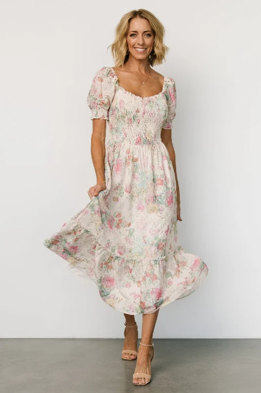 Piper Eyelet Midi Dress | Vintage Floral Comfortable Lace-Up Midi Dress