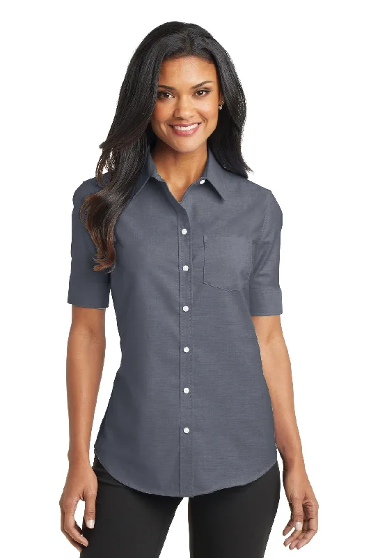 Port Authority Ladies Short Sleeve SuperPro™ Oxford Shirt. L659 Elegant High-Low Short Shirt Port Authority Ladies Short Sleeve SuperPro™ Oxford Shirt. L659 Elegant High-Low Short Shirt