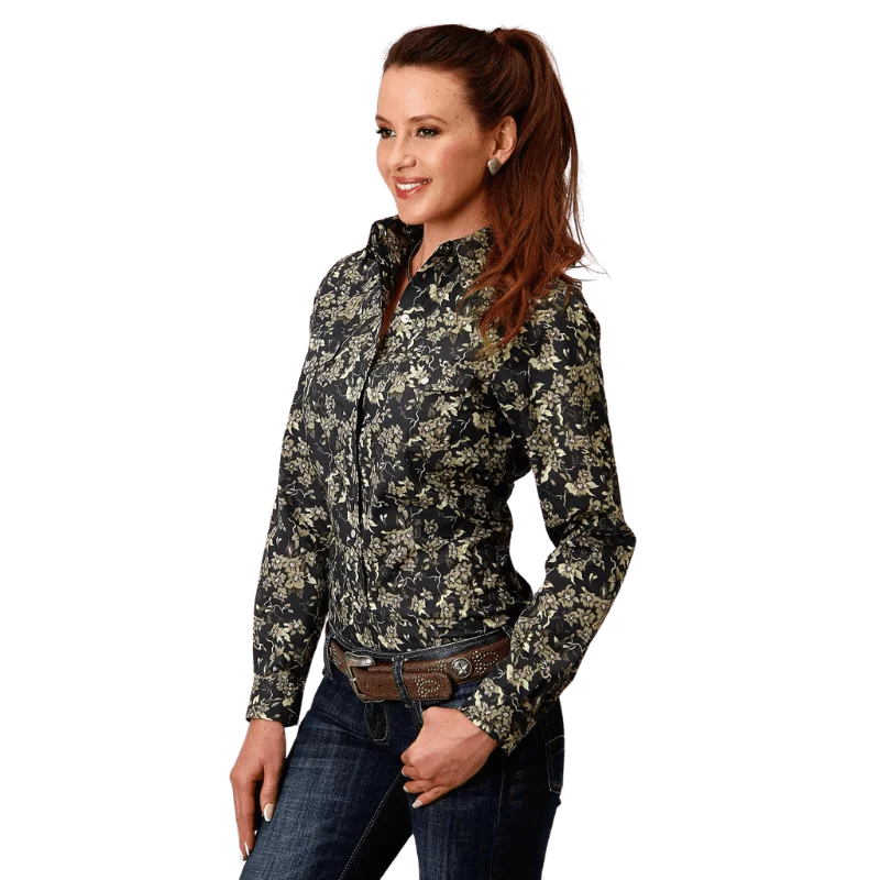 Roper Women's Vintage Dark Floral Print Long Sleeve Western Snap Shirt 01-050-0019-0709 BL Fashionable Plaid Short Sleeve Roper Women's Vintage Dark Floral Print Long Sleeve Western Snap Shirt 01-050-0019-0709 BL Fashionable Plaid Short Sleeve