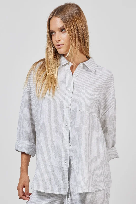 Rory Linen Shirt Trendy Turtleneck Short Shirt