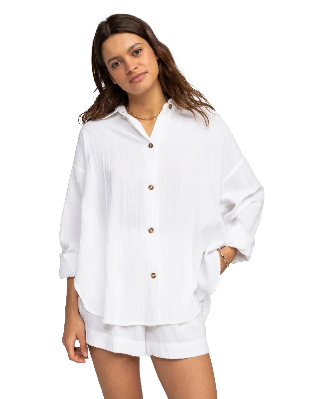 Morning Time Shirt in Snow White Classic V-Neck Short Shirt