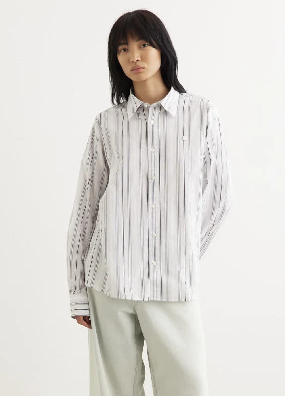 Sarlie Long Sleeve Stripe Shirt Classic V-Neck Short Shirt