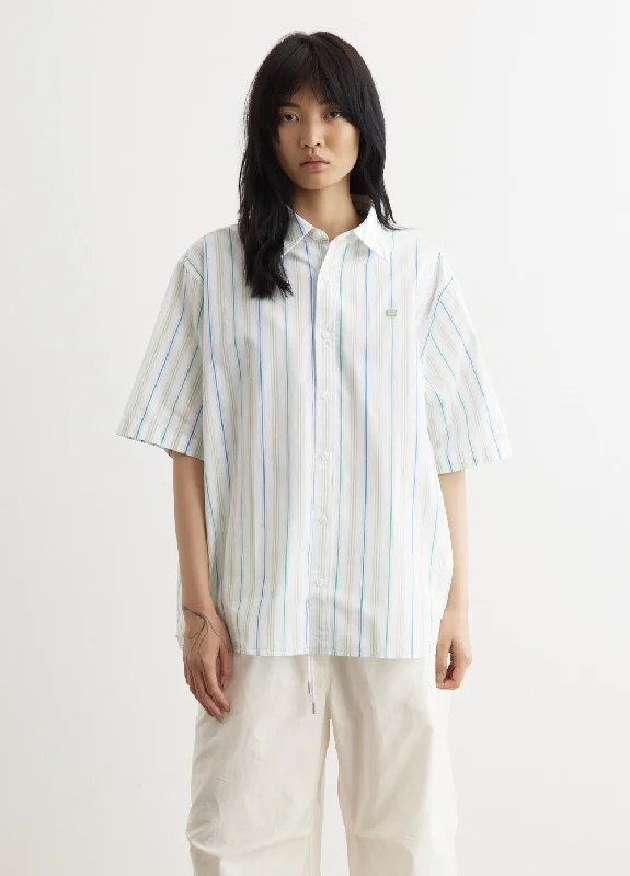 Sarlie Short Sleeve Stripe Shirt Trendy Ruffled Short Sleeve