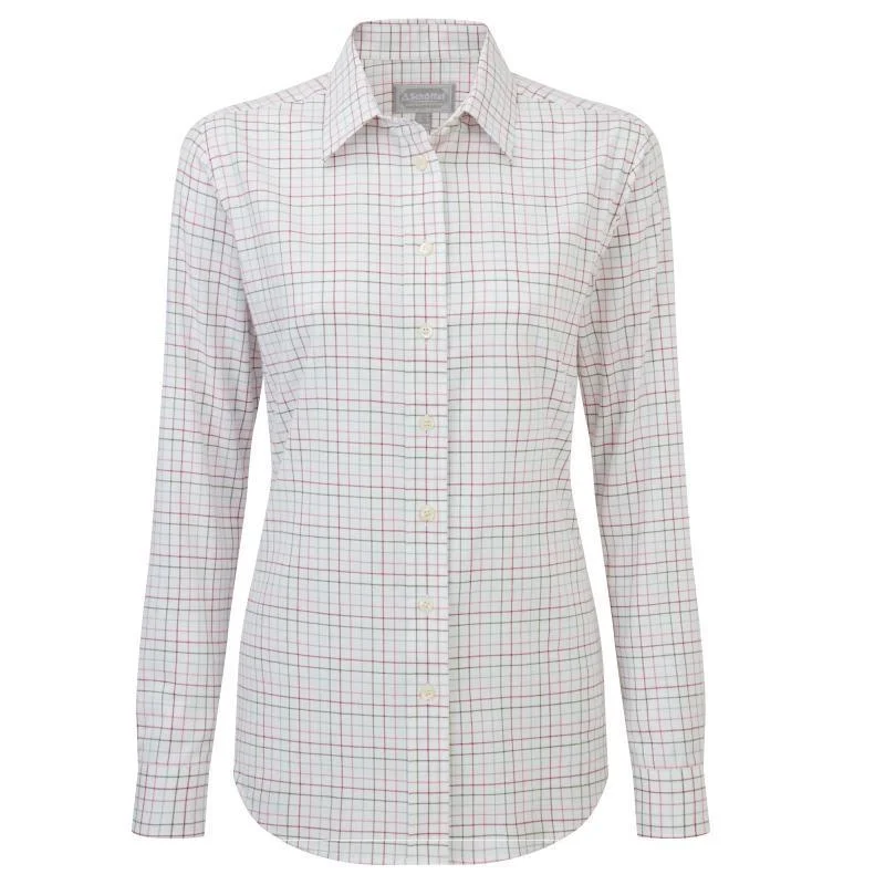 Schoffel Ladies Ashley Tattersall Shirt - Dusty Pink/Chilli/Green/Grey Cozy Plain Short Sleeve Schoffel Ladies Ashley Tattersall Shirt - Dusty Pink/Chilli/Green/Grey Cozy Plain Short Sleeve