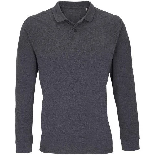 SOLS Unisex Adult Planet Marl Pique Long-Sleeved Polo Shirt Fashionable Sheer Short Shirt SOLS Unisex Adult Planet Marl Pique Long-Sleeved Polo Shirt Fashionable Sheer Short Shirt