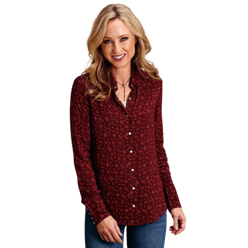 Stetson Women's Wine Ditzy Print Long Sleeve Western Snap Shirt 11-050-0590-7047 WI Classic Button-Up Short Tee Stetson Women's Wine Ditzy Print Long Sleeve Western Snap Shirt 11-050-0590-7047 WI Classic Button-Up Short Tee
