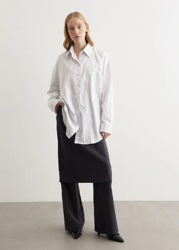 Sueli Pinstripe Shirt Elegant Button-Down Short Shirt