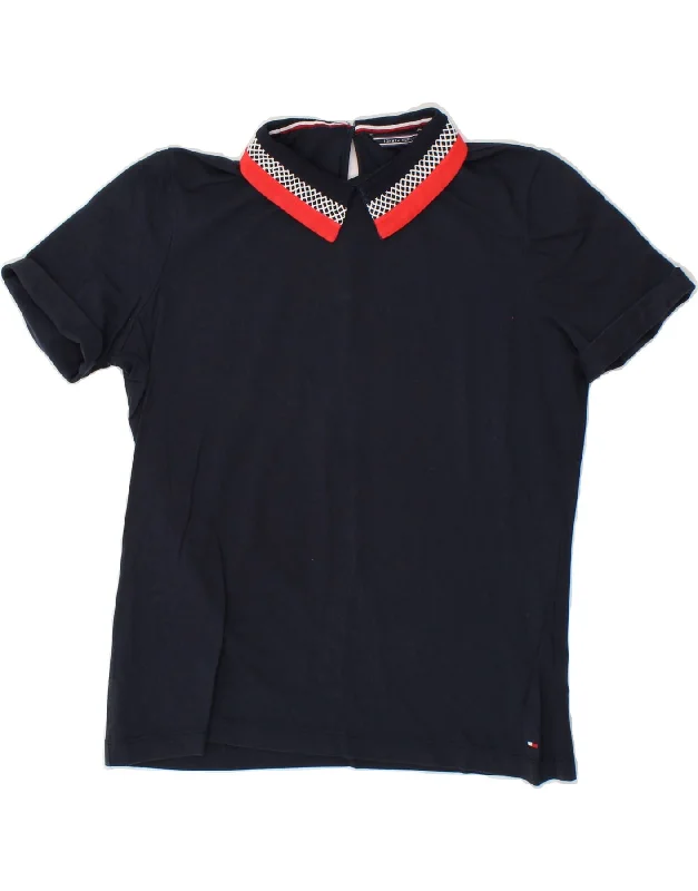 TOMMY HILFIGER Womens Polo Shirt UK 10 Small Navy Blue Cotton Trendy Short Sleeve Tunic TOMMY HILFIGER Womens Polo Shirt UK 10 Small Navy Blue Cotton Trendy Short Sleeve Tunic
