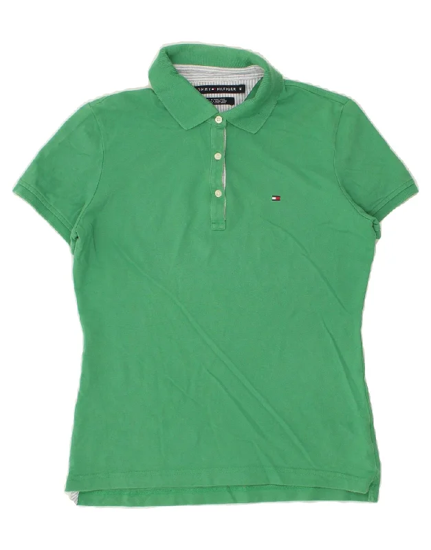TOMMY HILFIGER Womens Polo Shirt UK 12 Medium Green Cotton Trendy Floral Short Sleeve TOMMY HILFIGER Womens Polo Shirt UK 12 Medium Green Cotton Trendy Floral Short Sleeve