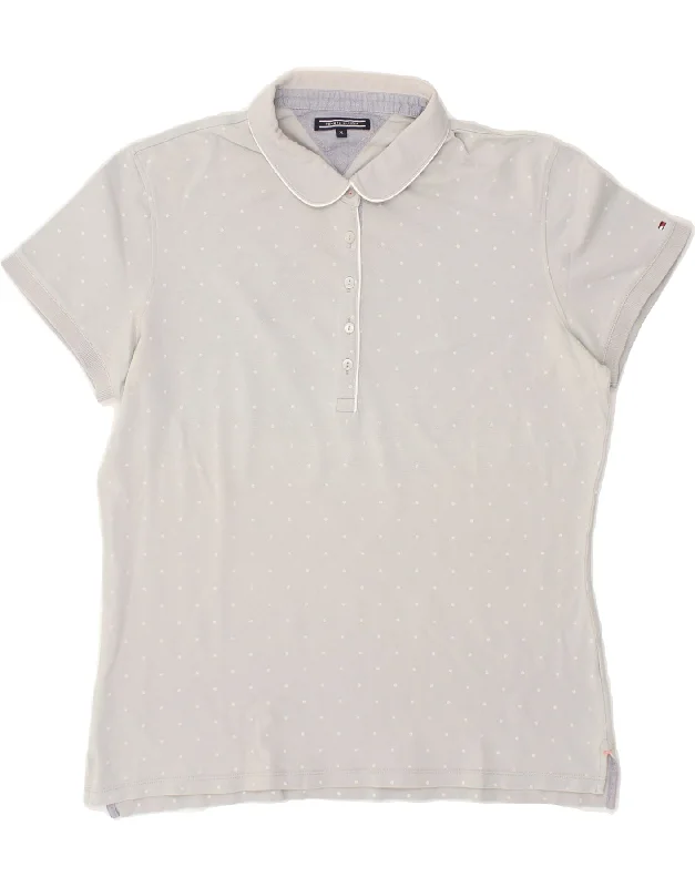 TOMMY HILFIGER Womens Polo Shirt UK 18 XL Grey Polka Dot Cotton Relaxed Short Sleeve Tee TOMMY HILFIGER Womens Polo Shirt UK 18 XL Grey Polka Dot Cotton Relaxed Short Sleeve Tee