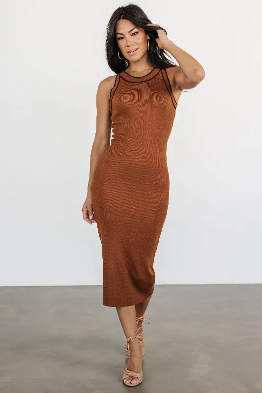 Tove Knit Tank Midi Dress | Copper Cozy Wide Strap Midi Dress