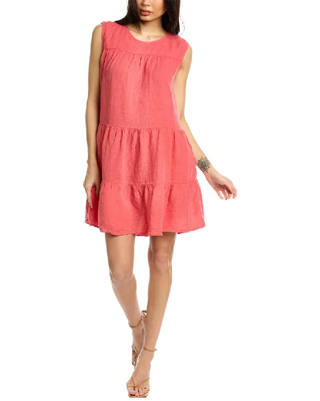 Velvet by Graham & Spencer Addie Tiered Linen Mini Dress Comfortable Smocked Mini Dress