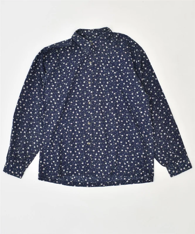 VIA DELLE VIOLA Womens Shirt UK 14 Medium Navy Blue Floral Polyester Casual Plain Short Shirt VIA DELLE VIOLA Womens Shirt UK 14 Medium Navy Blue Floral Polyester Casual Plain Short Shirt