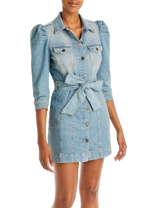 Womens Denim Above Knee Mini Dress Fashionable Denim Mini Dress