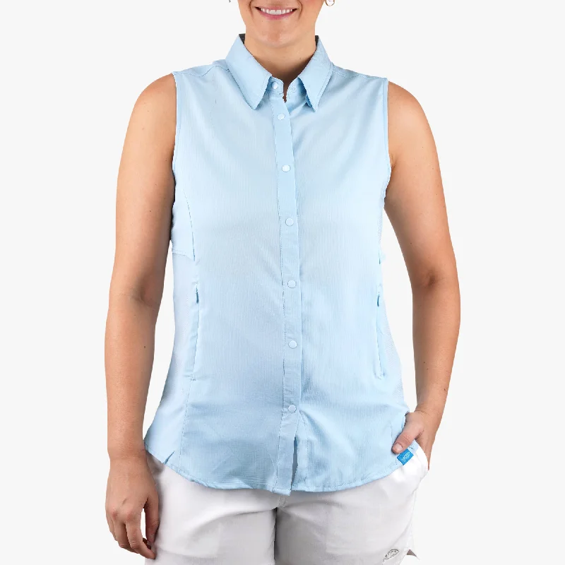 Women's Wrangle Sleeveless Vented Fishing Shirt Relaxed Fit Short Blouse