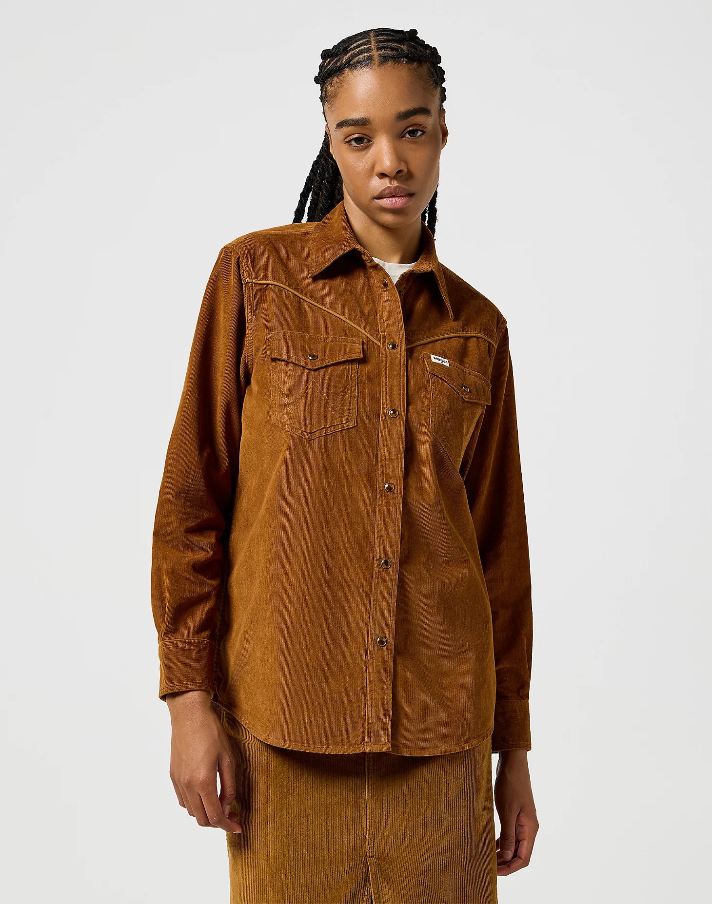 Western Cord Shirt in Monks Robe Casual Button-Down Short Shirt