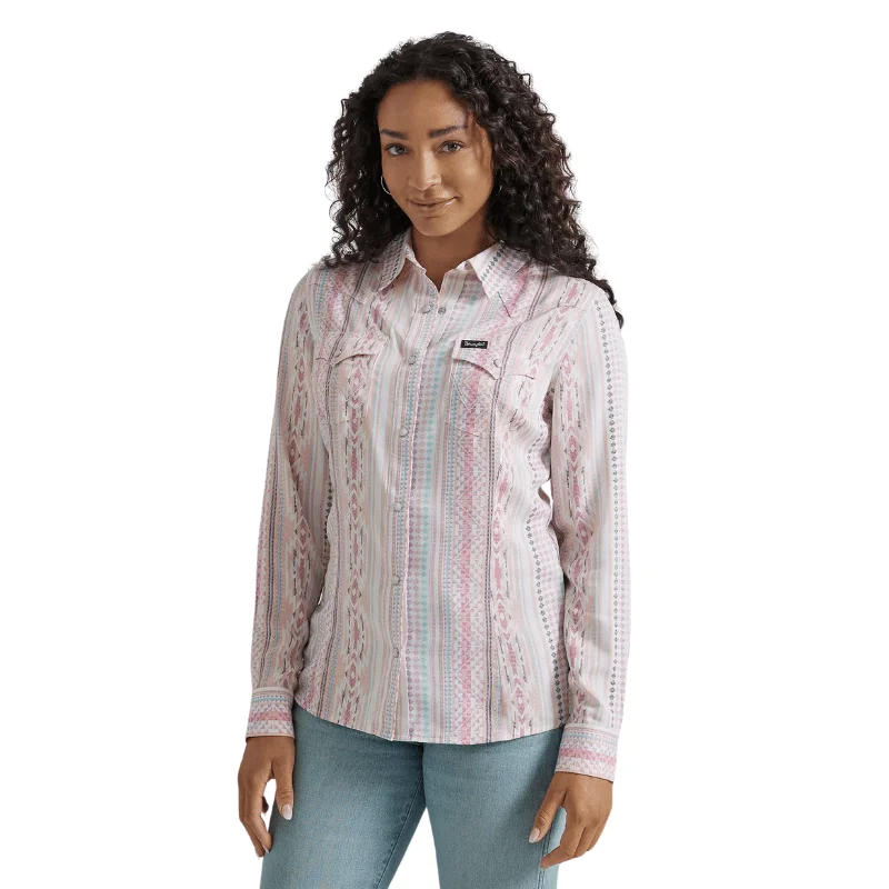 Wrangler Women's Pink Geo Retro Long Sleeve Western Snap Shirt 112347205 Stylish Short Sleeve Polo Wrangler Women's Pink Geo Retro Long Sleeve Western Snap Shirt 112347205 Stylish Short Sleeve Polo