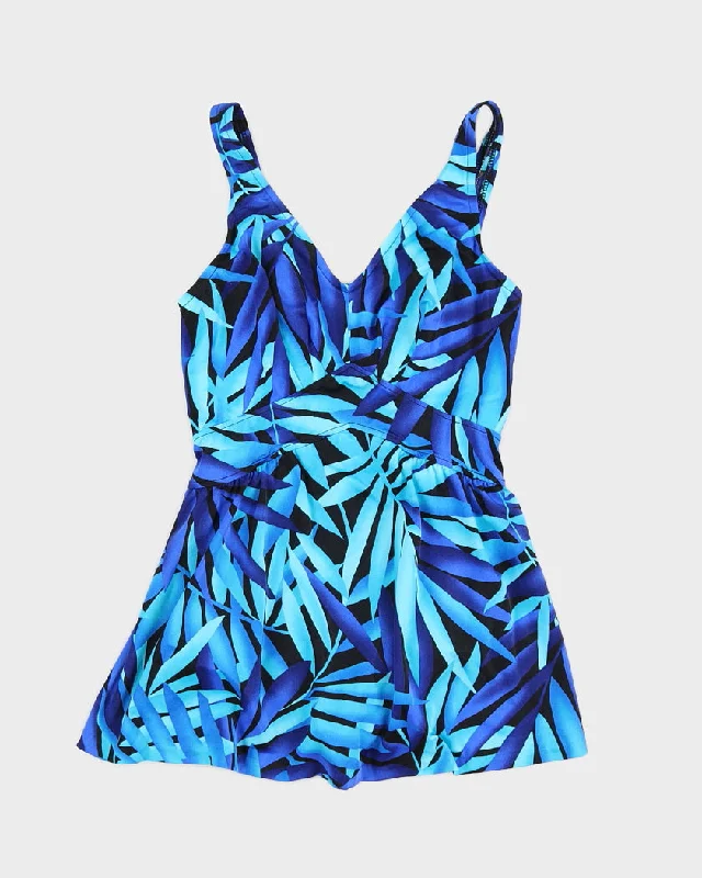 1960s Maxine of Hollywood Blue Swimsuit - M Swim Dress with Belt