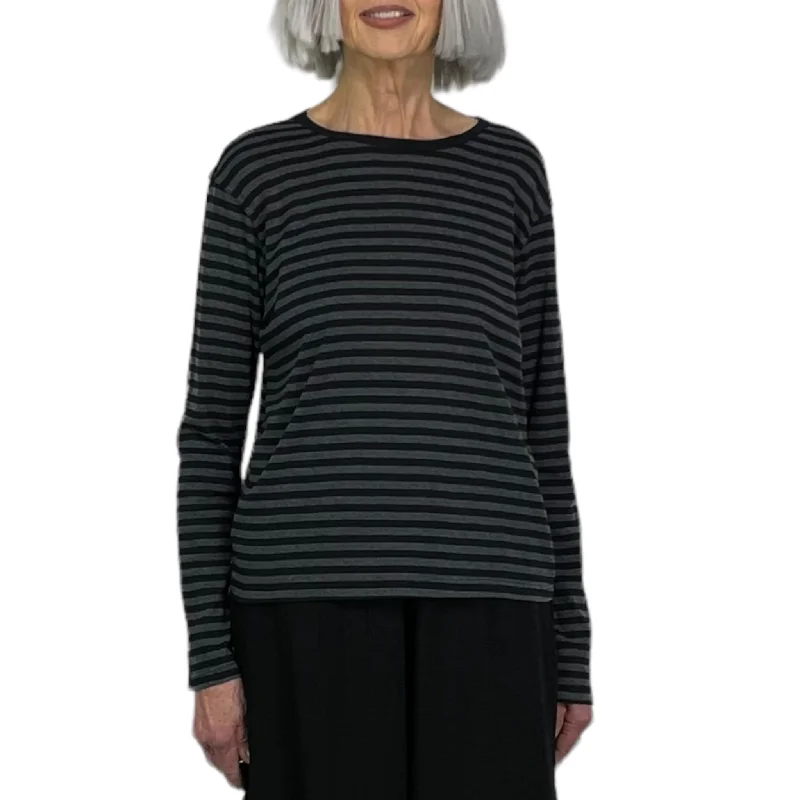 INVISIBLE STRIPE AGNES TEE Spandex Blend Rayon Blend Denim Blend