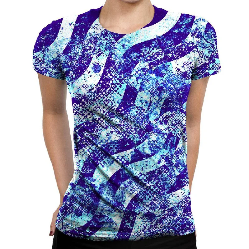 Abstract Blue Waves Womens T-Shirt Elegant Classic Vintage