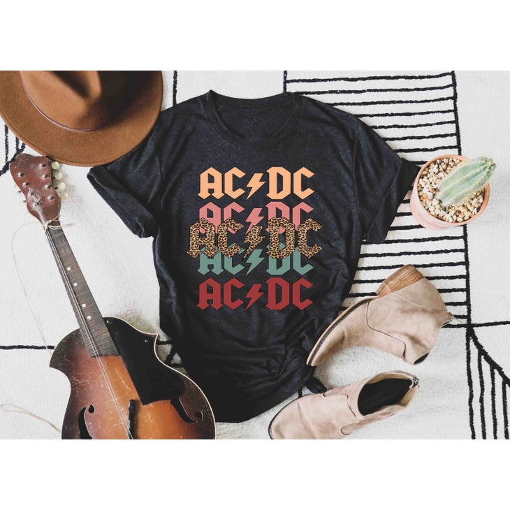 AC/DC Black T-Shirt Terry Blend Velvet Blend Canvas Blend