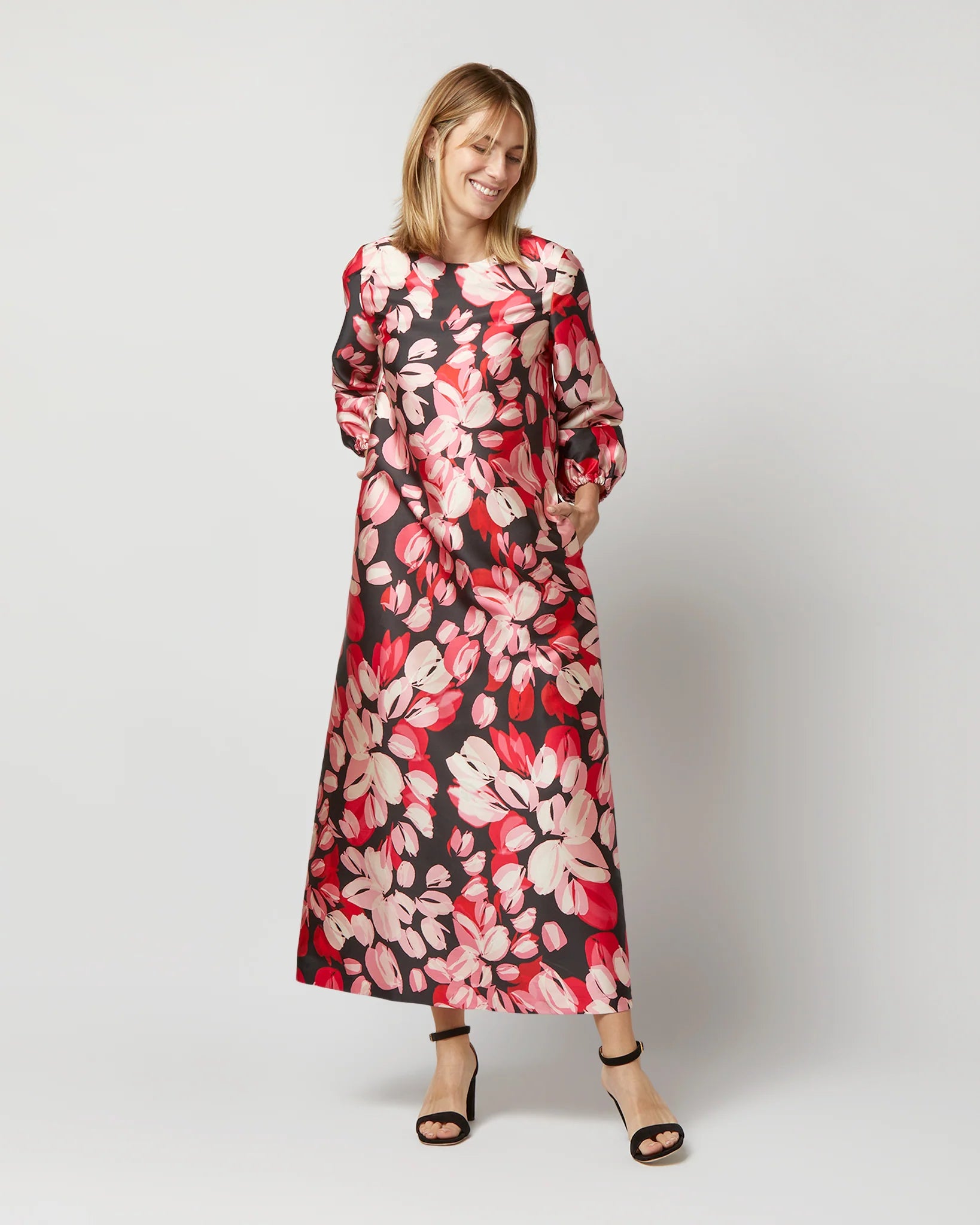 Long-Sleeved Paige Maxi Dress Elegant Silk Maxi Dress