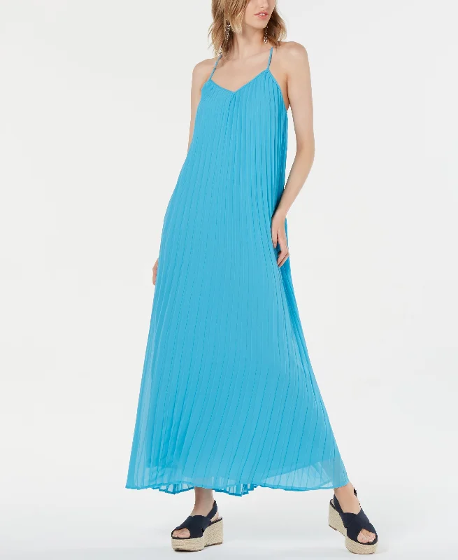 Pleated Maxi Dress Stylish Button-Up Maxi Dress