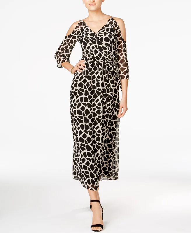 BAR III Printed Cold Shoulder Maxi Dress Stylish Longline Maxi Dress