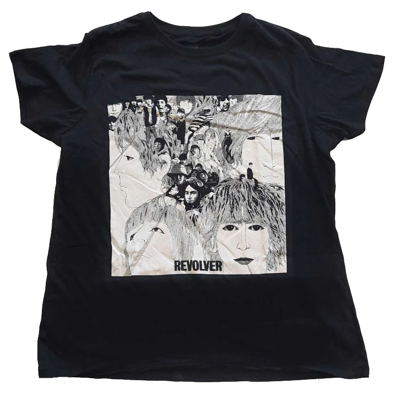 The Beatles Ladies T-Shirt: Revolver Album Cover Solid Color Striped Floral