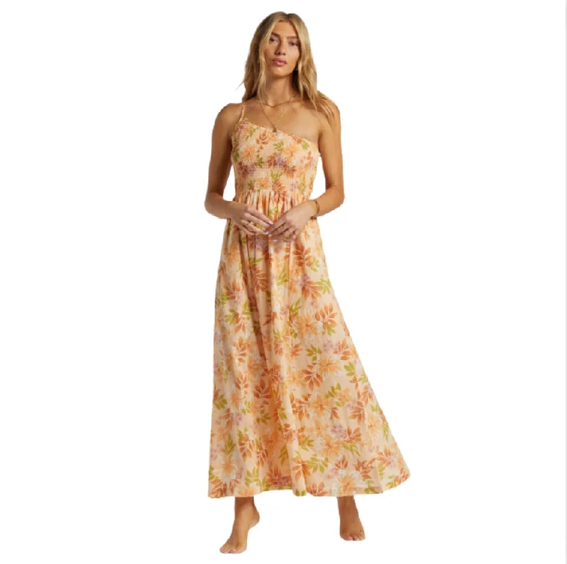 Billabong Warmer Days One Shoulder Maxi Dress - Peach Whip Classic Black Maxi Dress